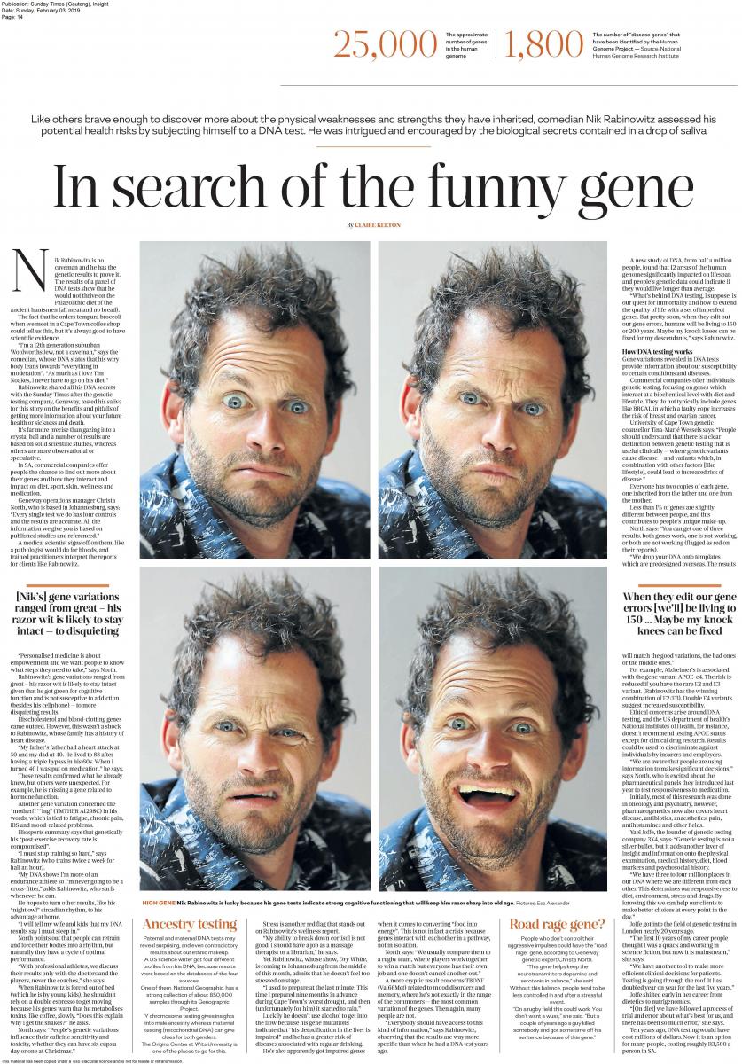 Comedian Nik Rabinowitz's GENEWAY experience